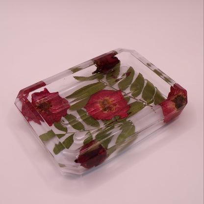 Soap Dish with Real Red Roses