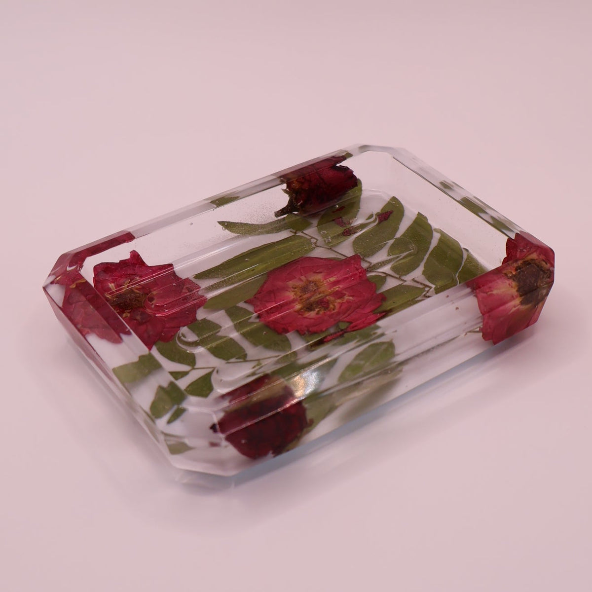 Soap Dish with Real Red Roses