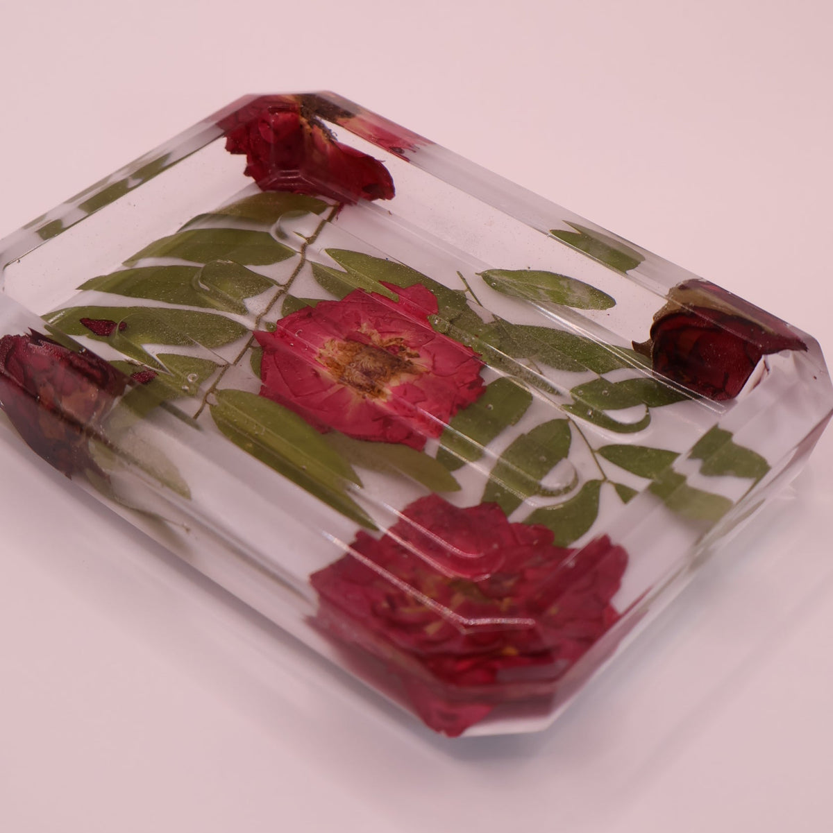Soap Dish with Real Red Roses