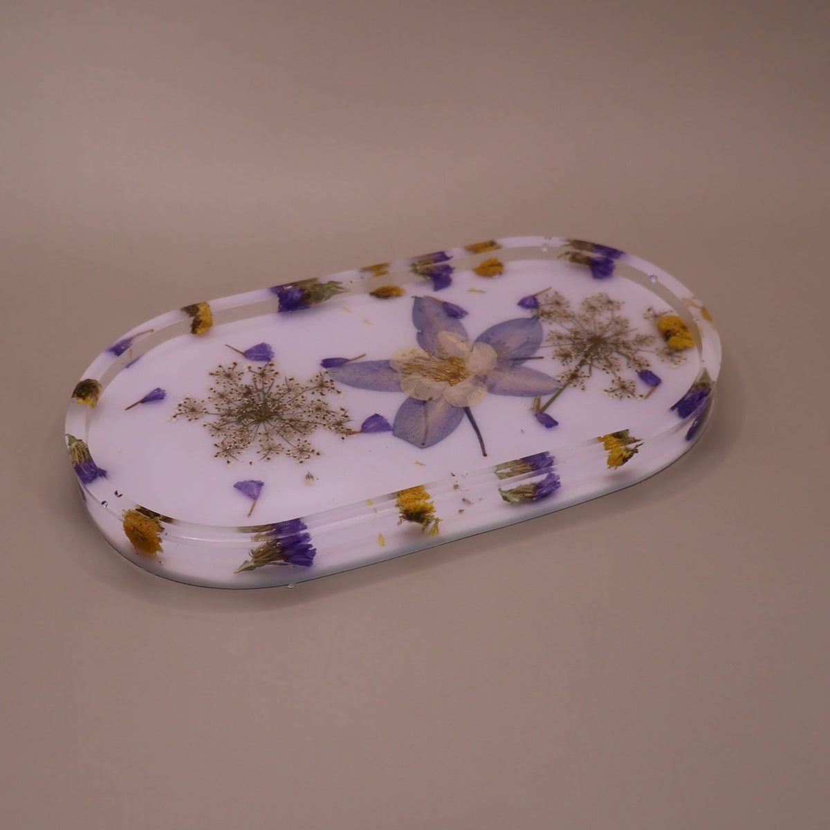 Handmade Tray with Real Flowers