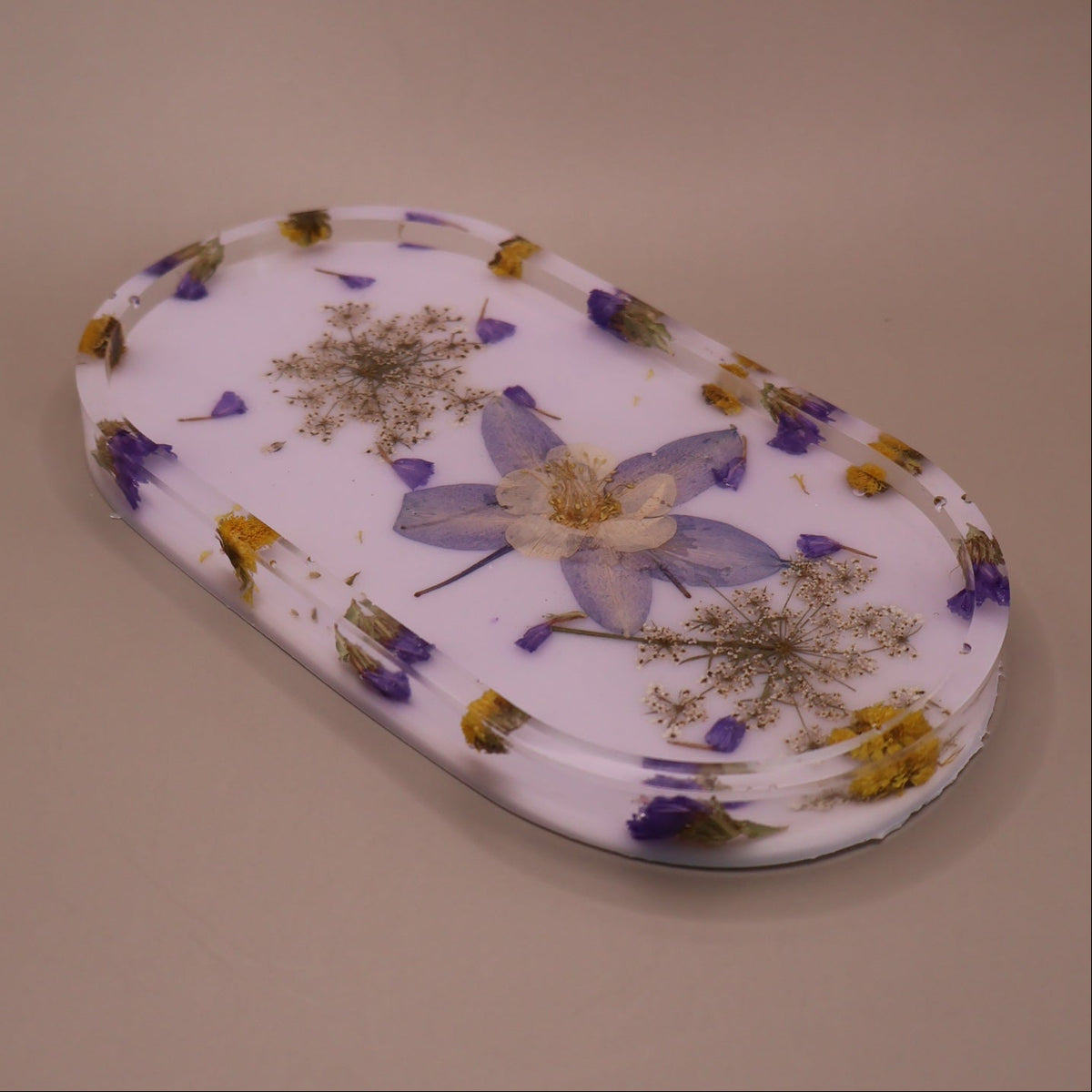 Handmade Tray with Real Flowers