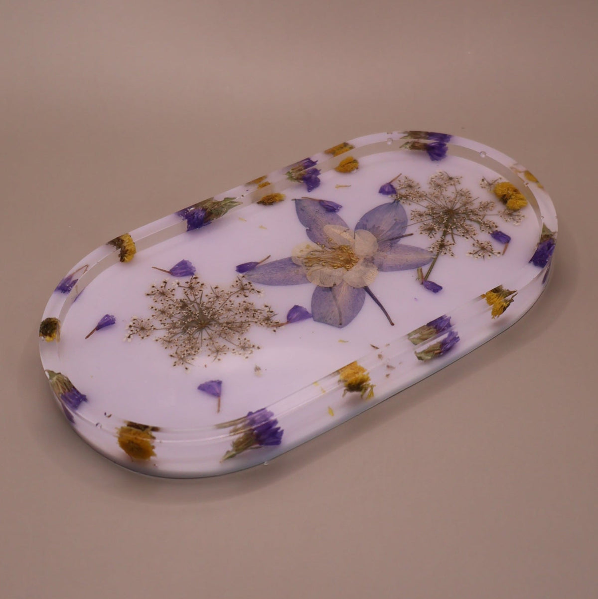 Handmade Tray with Real Flowers