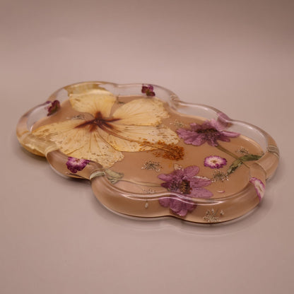 Catch all Tray with Real  Flowers
