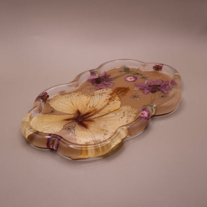 Catch all Tray with Real  Flowers