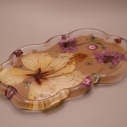 Catch all Tray with Real  Flowers
