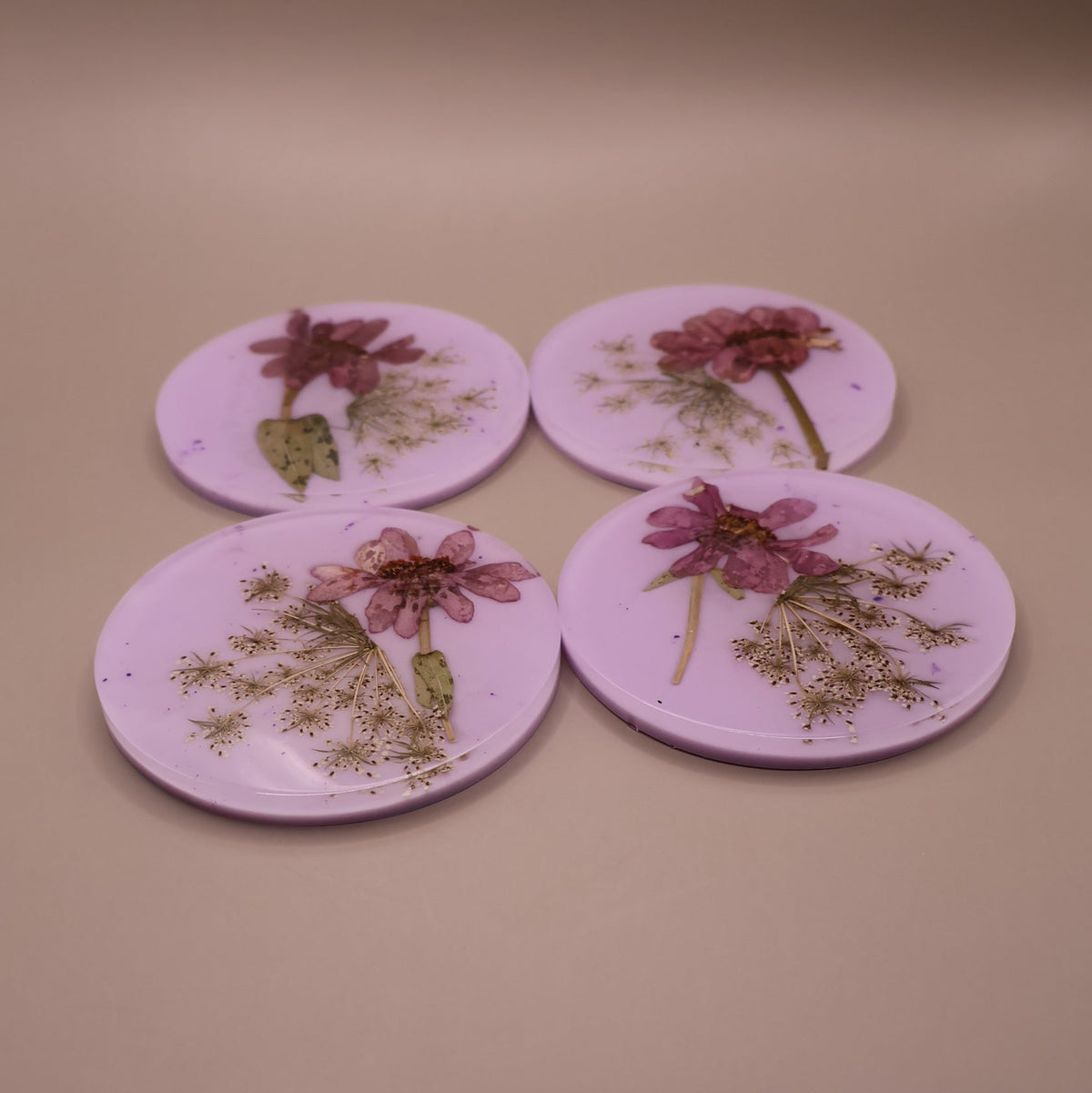 Coaster Set with Real Flowers