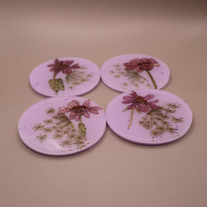 Coaster Set with Real Flowers