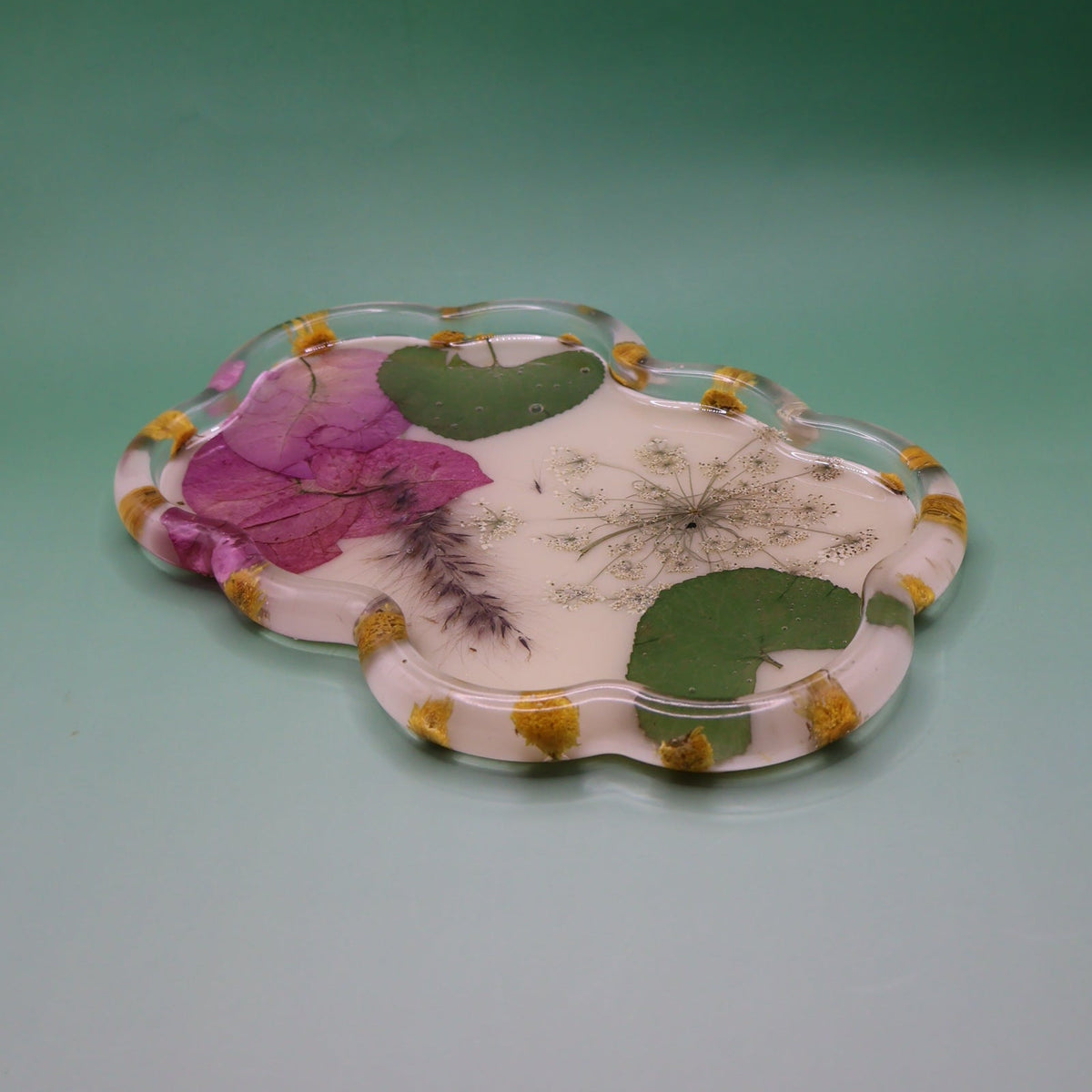 Handmade Tray with Real Dried Flowers
