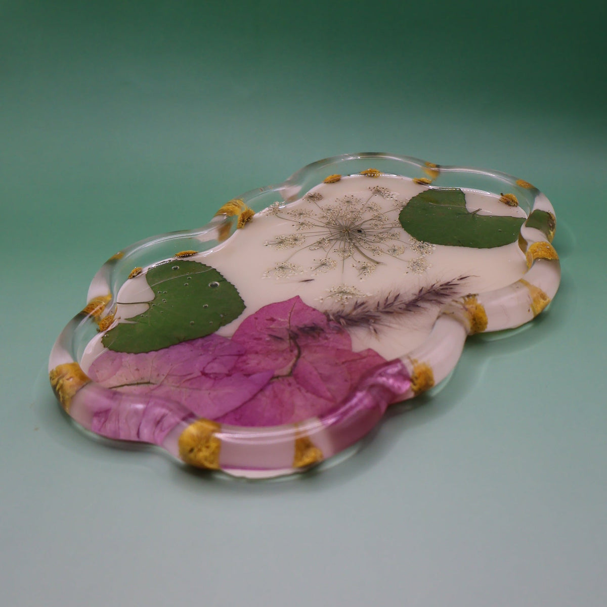 Handmade Tray with Real Dried Flowers