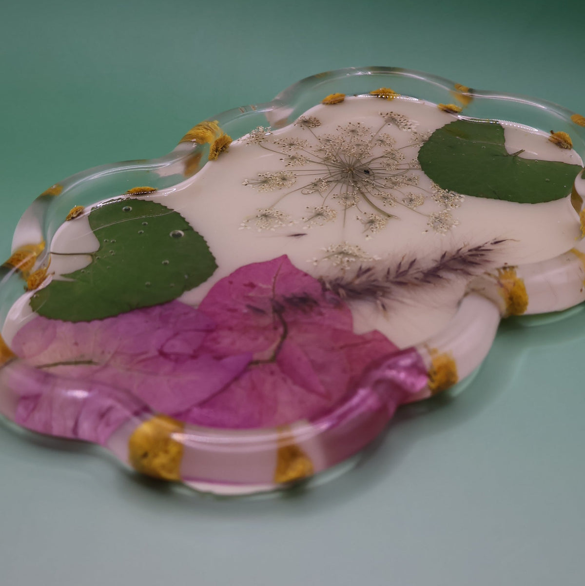 Handmade Tray with Real Dried Flowers