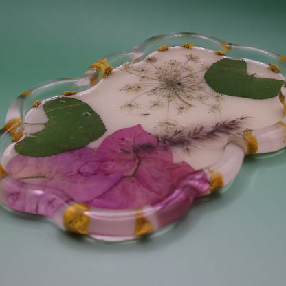 Handmade Tray with Real Dried Flowers