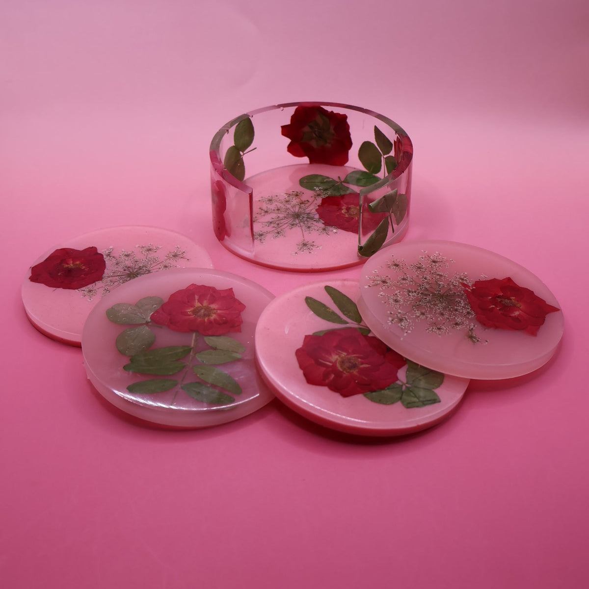 Handmade Coaster with Flowers Reals